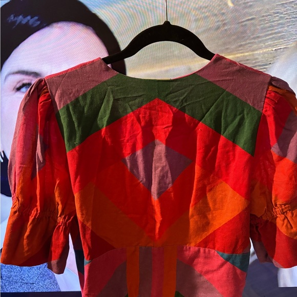 Farm Rio Amanda Stripe Blouse Linen Size M - Picture 5 of 5